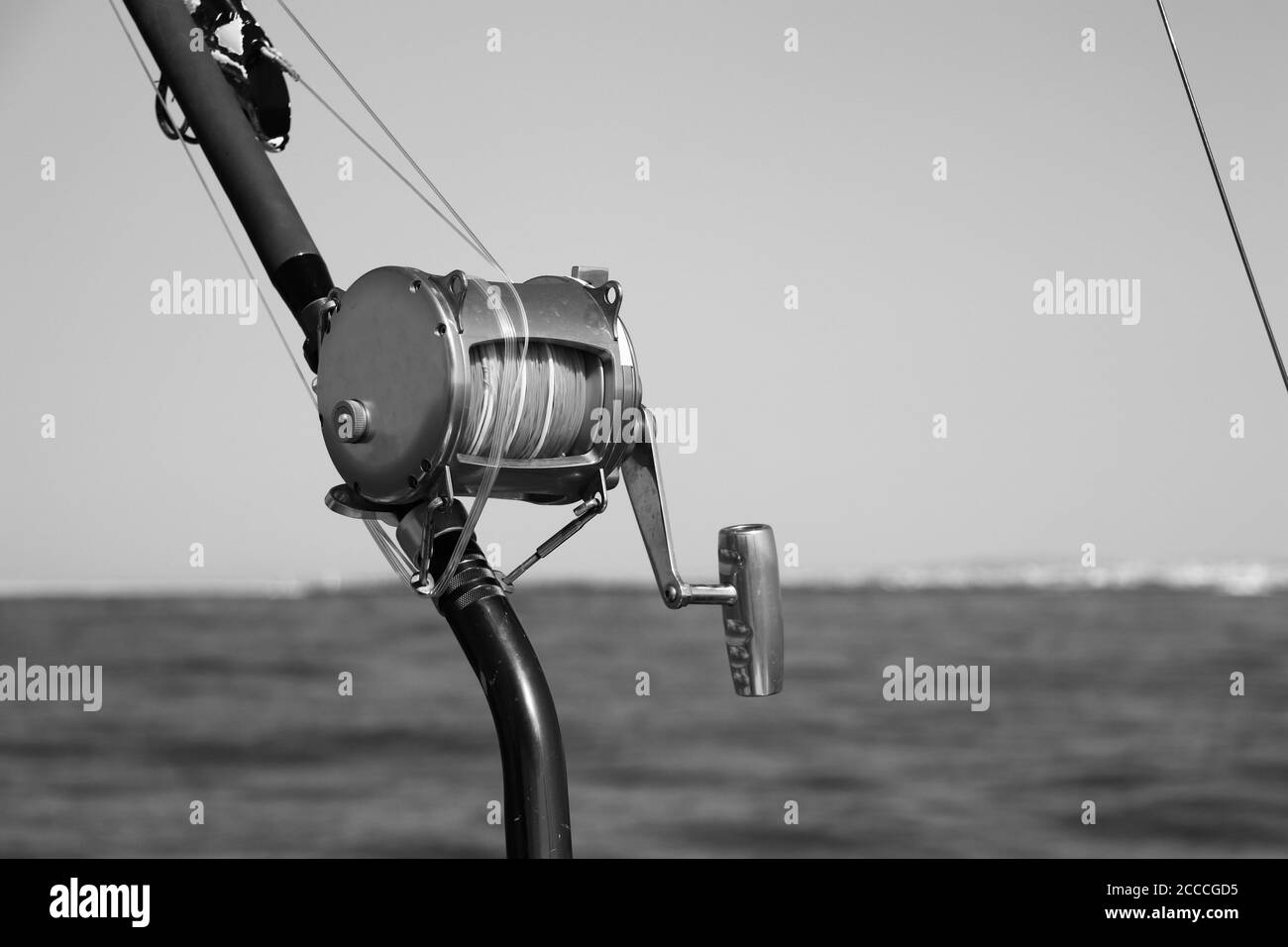 Pêche en haute mer Reel sur un bateau Banque D'Images