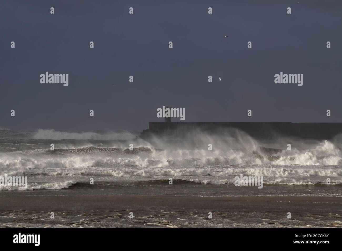 Port de Leixoes pendant la tempête, au nord du Portugal Banque D'Images