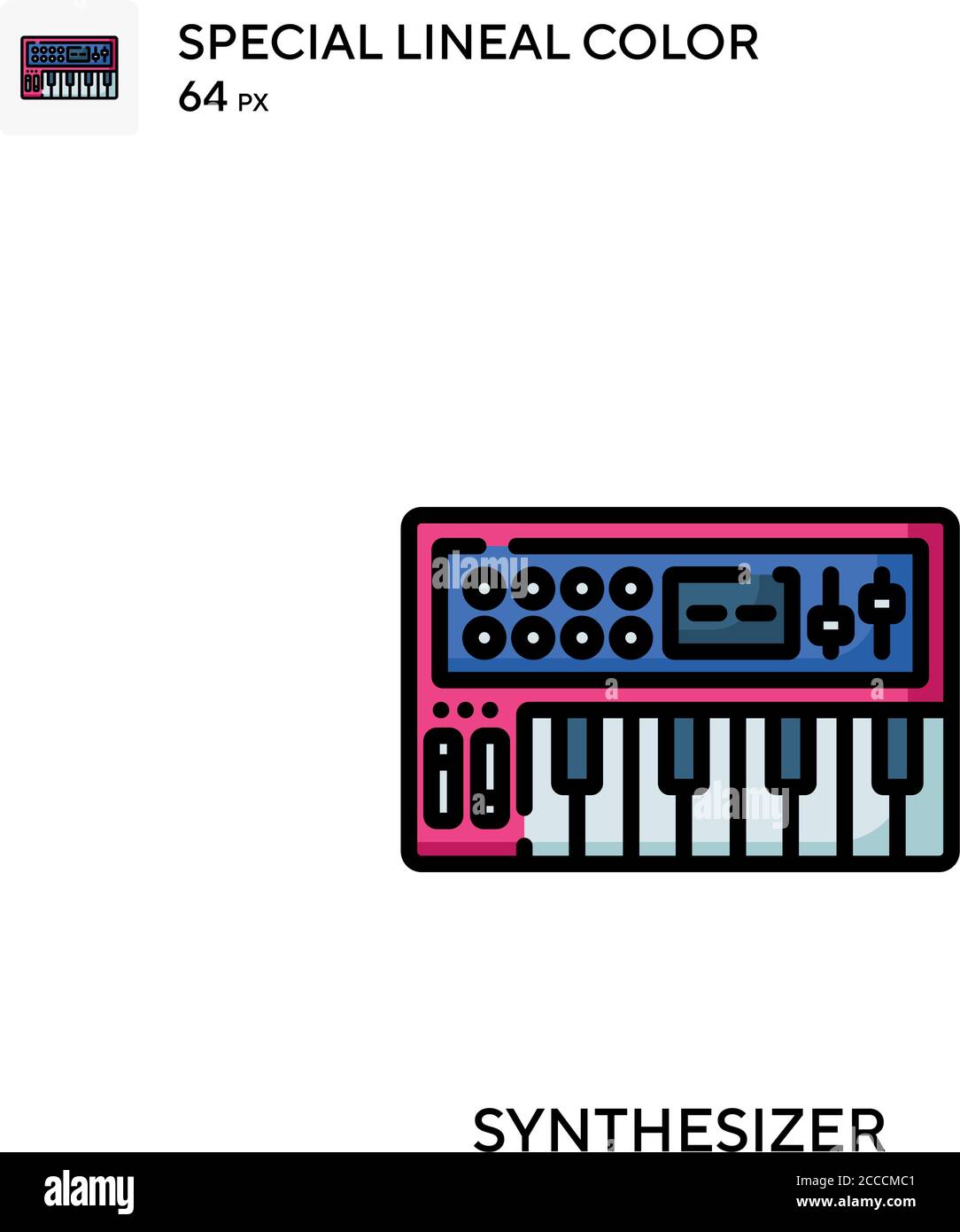 Synthétiseur icône de couleur spéciale de ligne. Modèle de conception de symbole d'illustration pour élément d'interface utilisateur Web mobile. Pictogramme moderne de couleur parfaite sur le strok modifiable Illustration de Vecteur