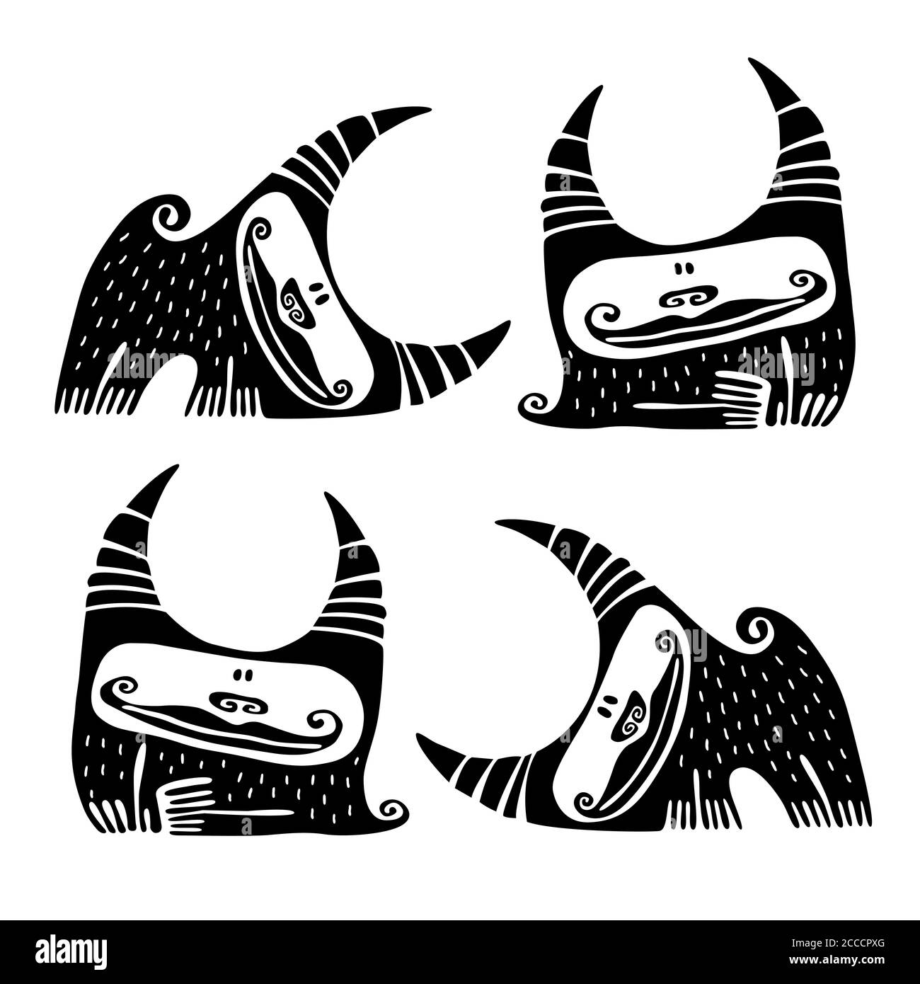 Ensemble Animaux Mignons Collection De Monstres Kawaii Avec Cornes Mignon Dessin Anime Kawaii Drole Personnage De Bebe Modele Noir Et Blanc Pour Les Vetements Decor Image Vectorielle Stock Alamy