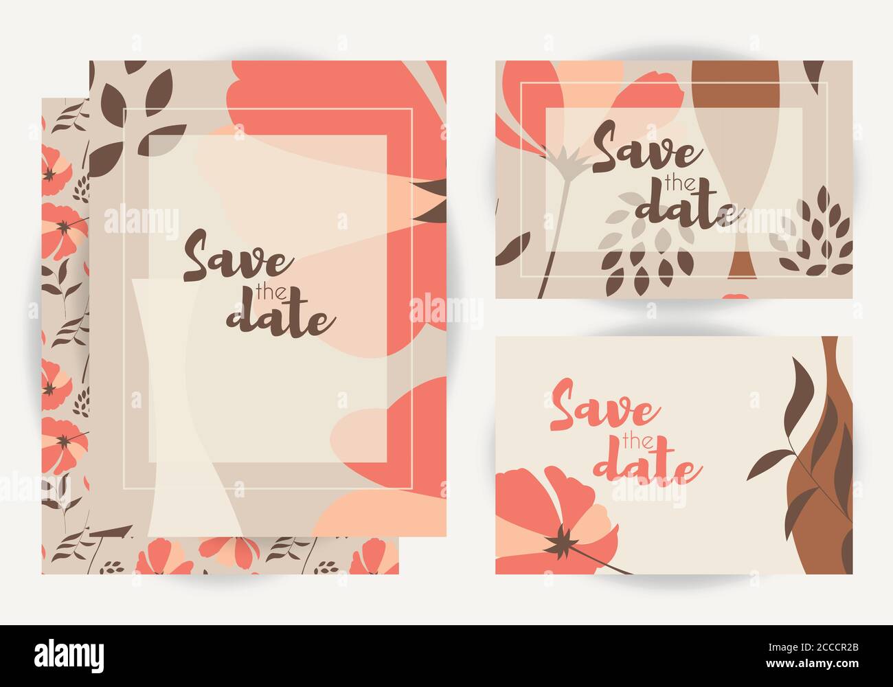 Invitations de mariage, ensemble de mariage vectoriel avec motif floral, illustration vectorielle Illustration de Vecteur