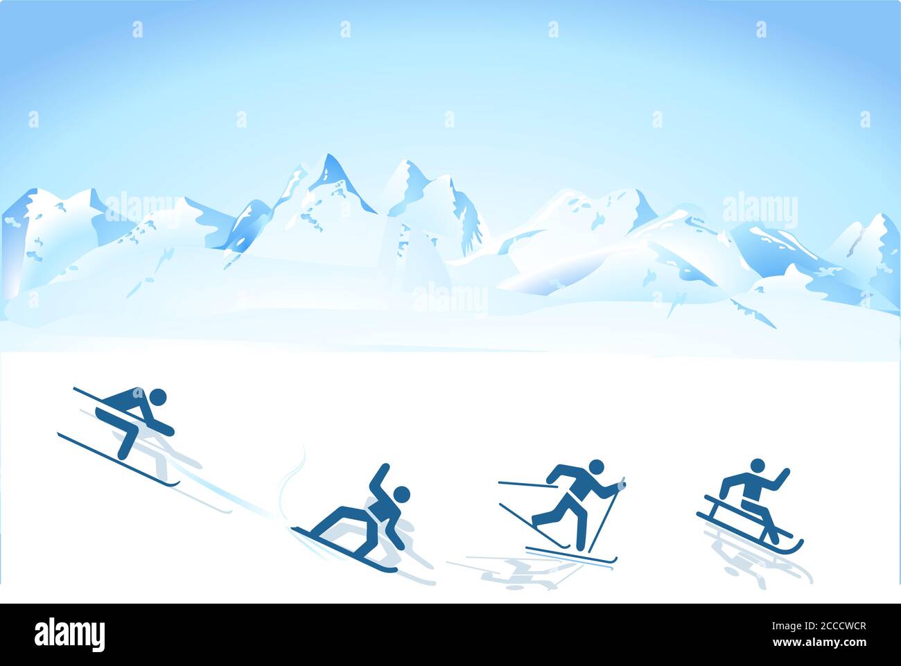 Sports d'hiver dans les montagnes Illustration de Vecteur