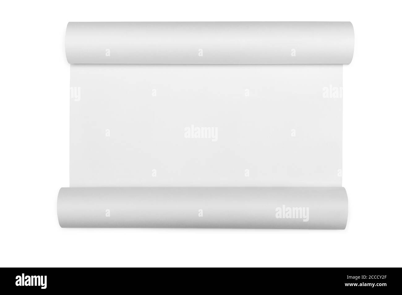 Rouleau de papier vierge isolé sur blanc, vue de dessus Banque D'Images