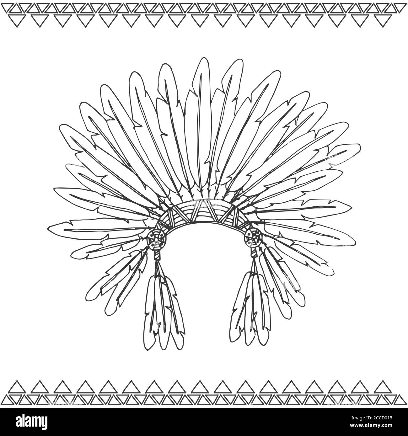 Headaddress amérindien dessiné à la main, illustration vectorielle Illustration de Vecteur