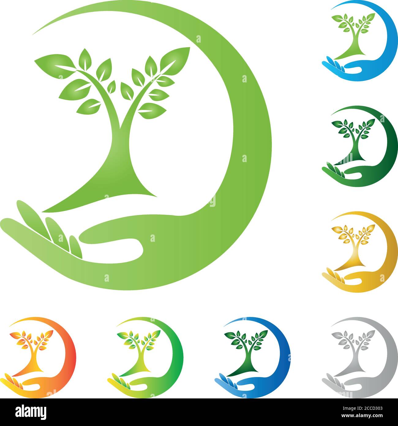 Feuilles, arbre, personnes, mains, naturopathe, logo Illustration de Vecteur