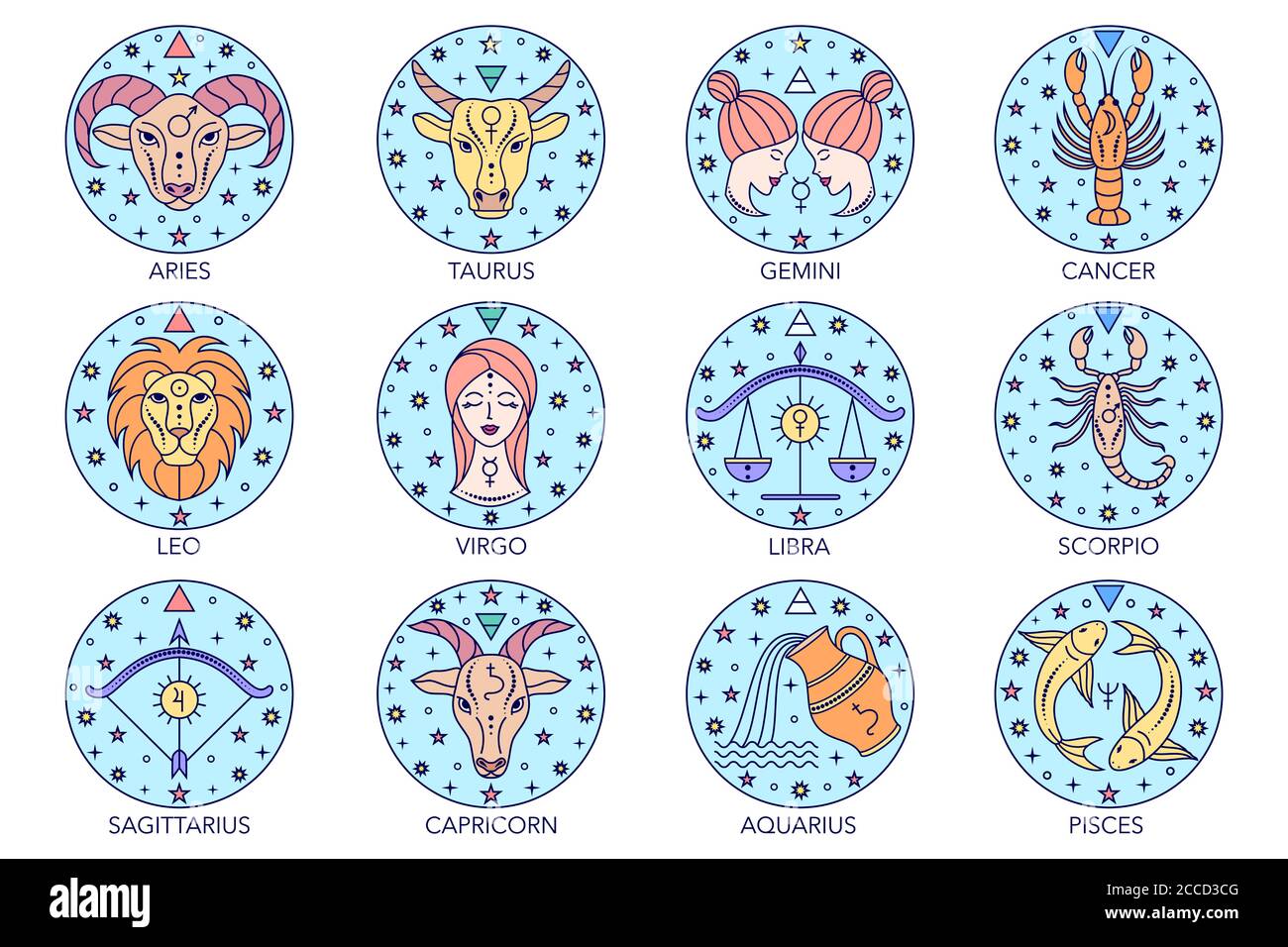 Collection de signes du zodiaque Illustration de Vecteur