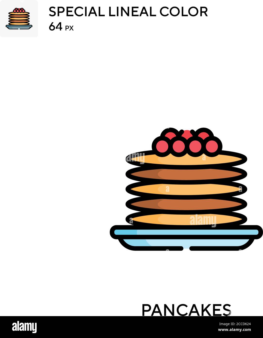 Pancakes icône de couleur spéciale. Modèle de conception de symbole d'illustration pour élément d'interface utilisateur Web mobile. Pictogramme moderne de couleur parfaite sur contour modifiable. Illustration de Vecteur