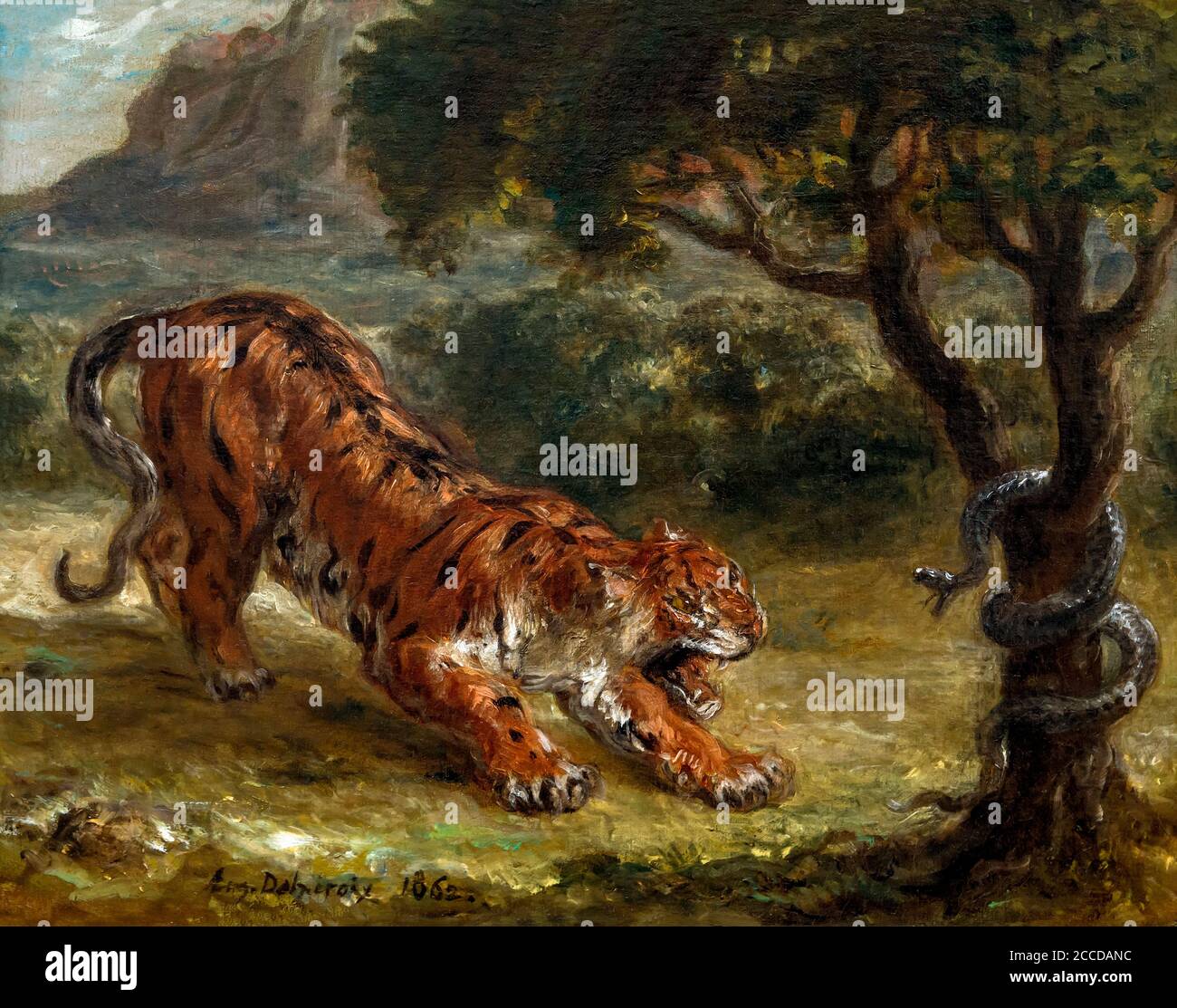 Delacroix、TIGRE ET SERPENT、海外版超希少レゾネ Tigre et Serpent, Eugène Delacroix, 1862, National Gallery of Art
