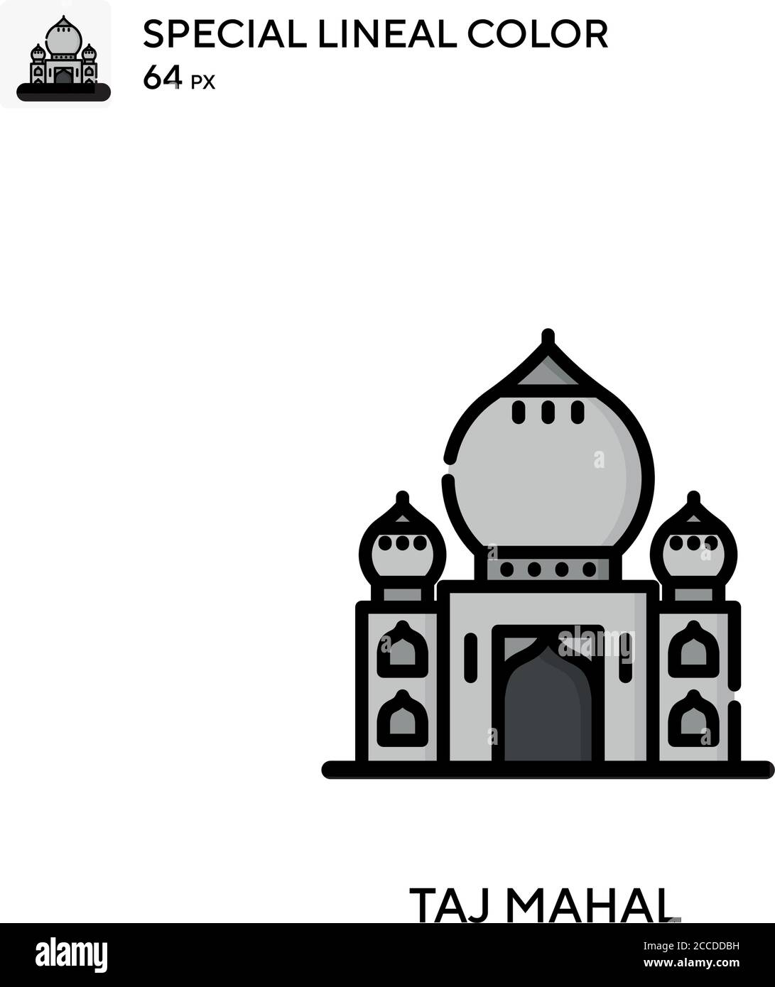 Taj mahal icône de couleur spéciale de lineal. Modèle de conception de symbole d'illustration pour élément d'interface utilisateur Web mobile. Pictogramme moderne de couleur parfaite sur contour modifiable. Illustration de Vecteur