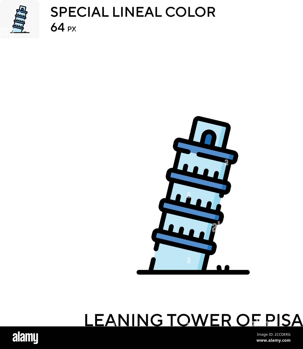 Tour penchée de pise icône de couleur spéciale de lineal. Modèle de conception de symbole d'illustration pour élément d'interface utilisateur Web mobile. Pictogramme moderne de couleur parfaite lors de l'édition Illustration de Vecteur