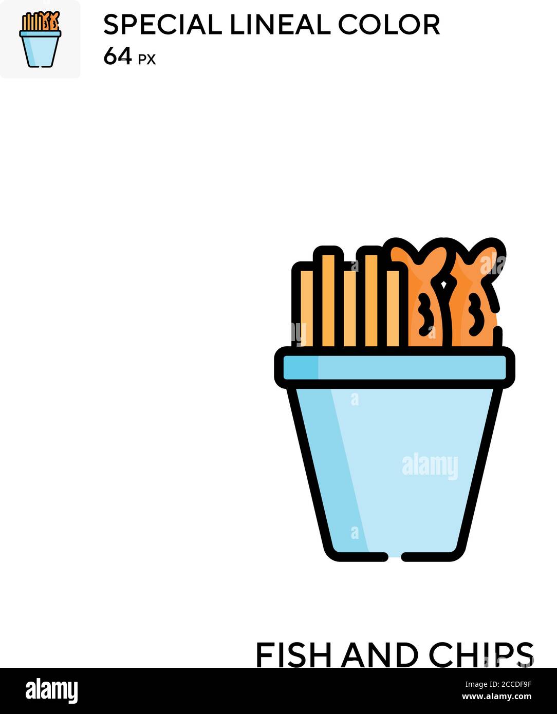 Fish and chips icône de couleur spéciale de lineal. Modèle de conception de symbole d'illustration pour élément d'interface utilisateur Web mobile. Pictogramme moderne de couleur parfaite sur le St modifiable Illustration de Vecteur