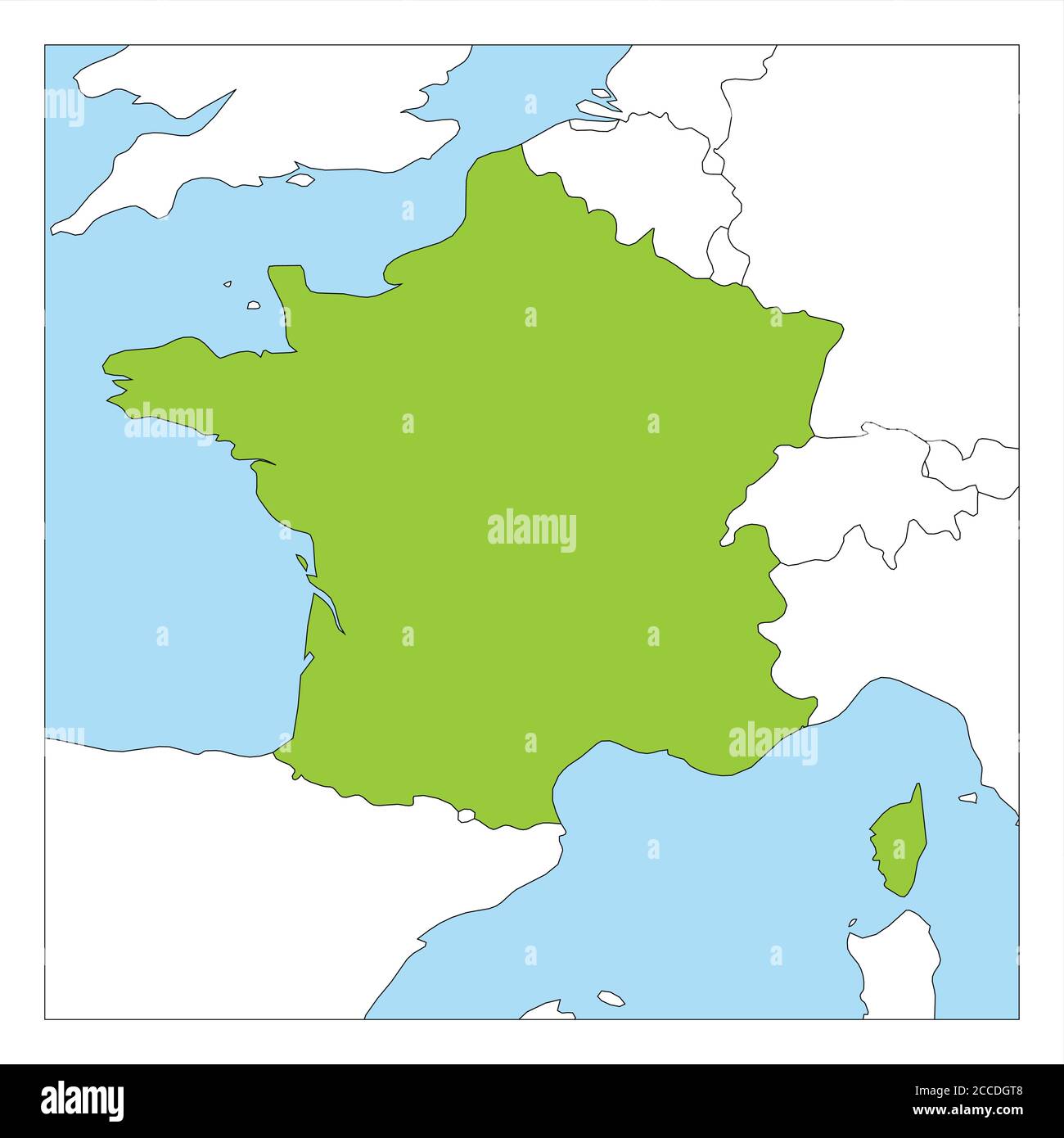 Les Pays Limitrophes De La France Carte de France verte mise en évidence avec les pays voisins Image Vectorielle Stock - Alamy