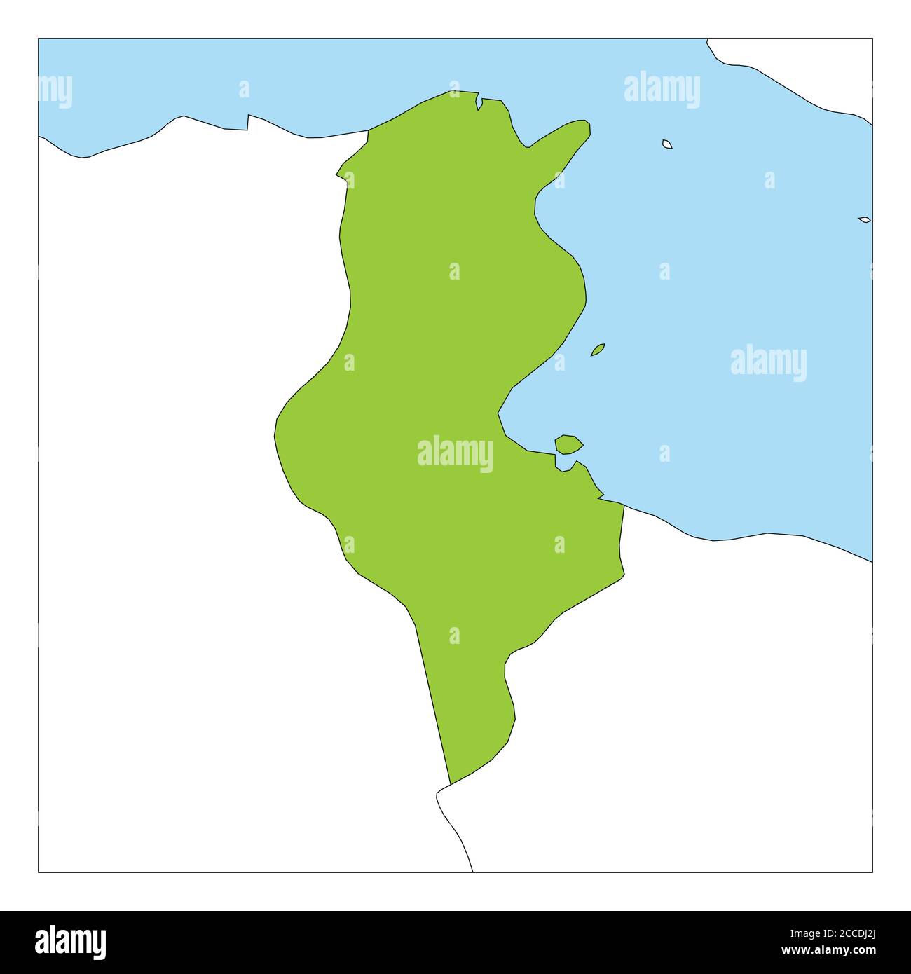 Carte de la Tunisie verte mise en évidence avec les pays voisins. Illustration de Vecteur