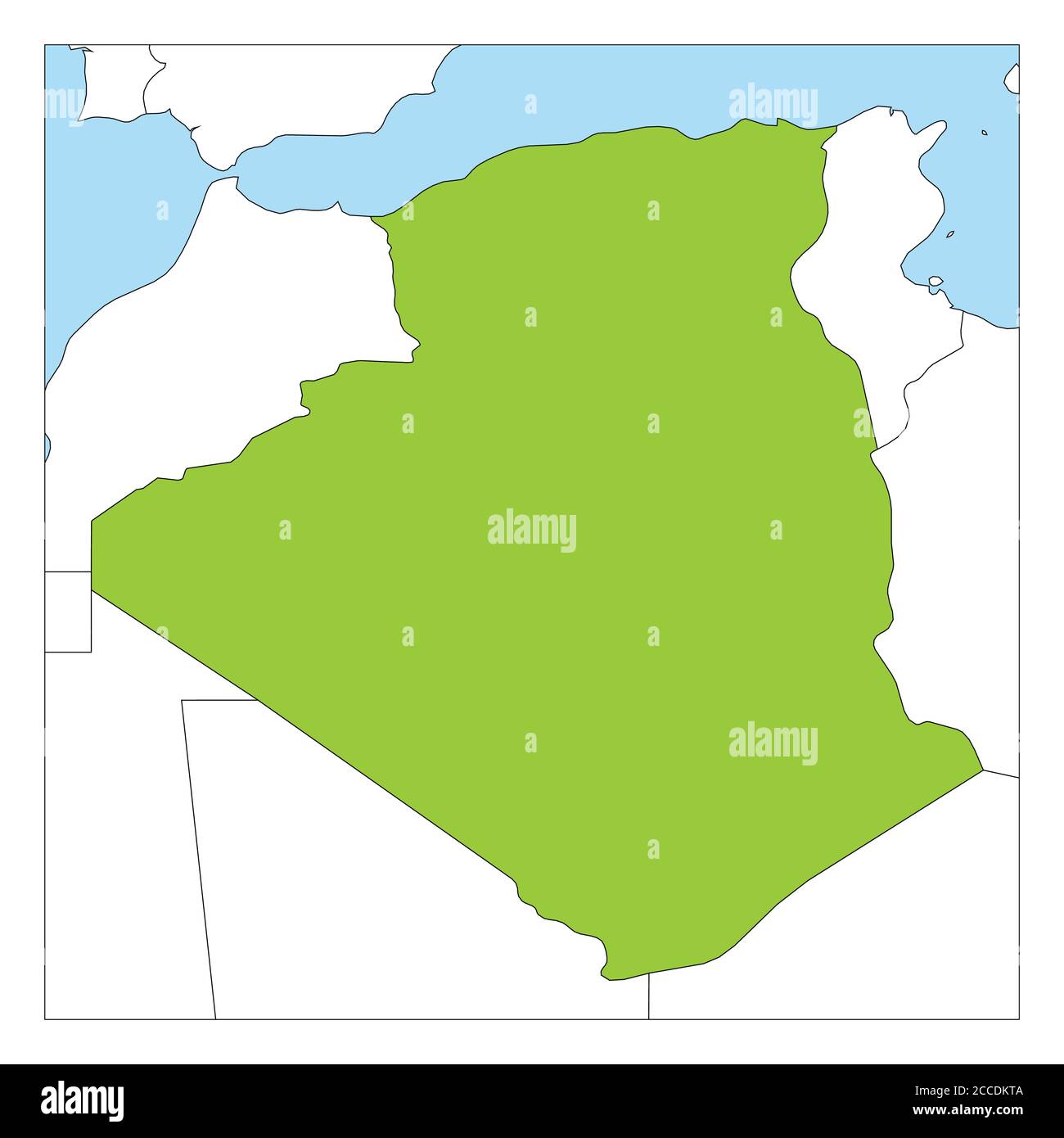 Carte de l'Algérie verte mise en évidence avec les pays voisins. Illustration de Vecteur