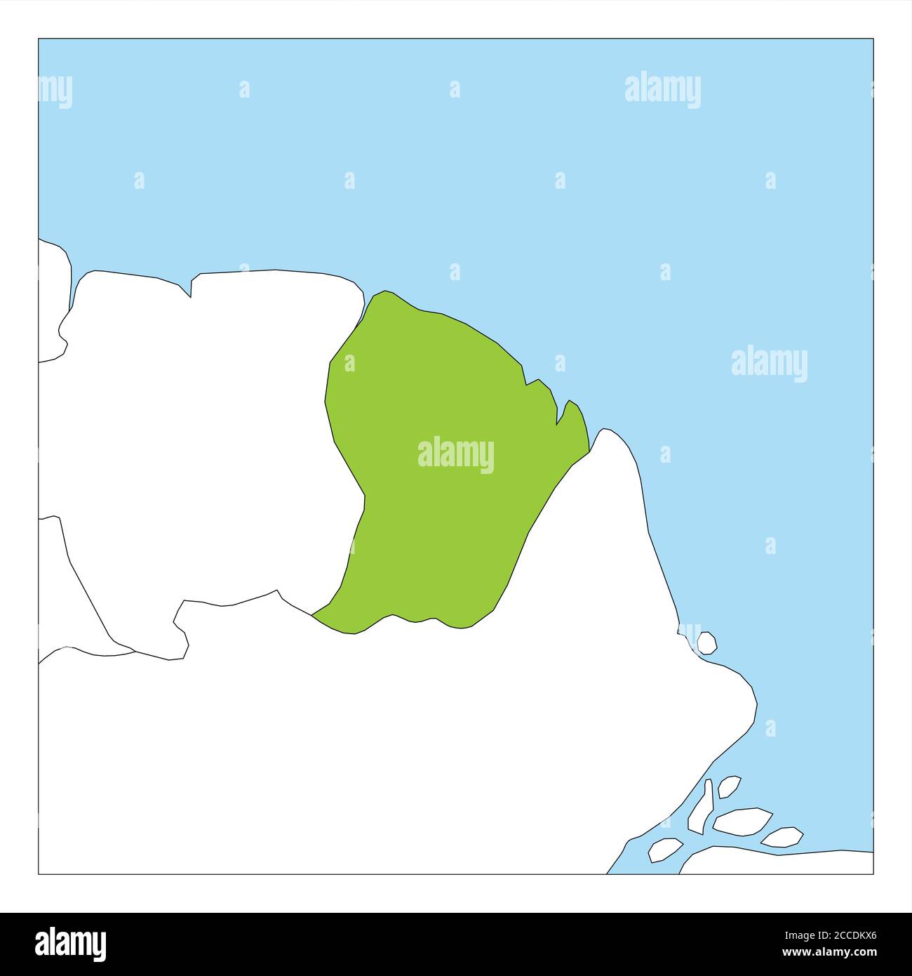 Carte de la Guyane française verte mise en évidence avec les pays voisins. Illustration de Vecteur