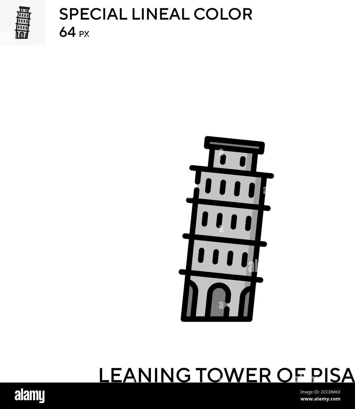 Tour penchée de pise icône de couleur spéciale de lineal. Modèle de conception de symbole d'illustration pour élément d'interface utilisateur Web mobile. Pictogramme moderne de couleur parfaite lors de l'édition Illustration de Vecteur
