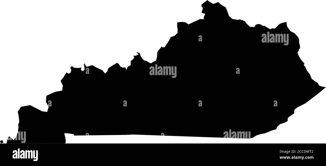 Kentucky, État des États-Unis - carte silhouette noire unie de la région. Illustration simple à vecteur plat. Illustration de Vecteur