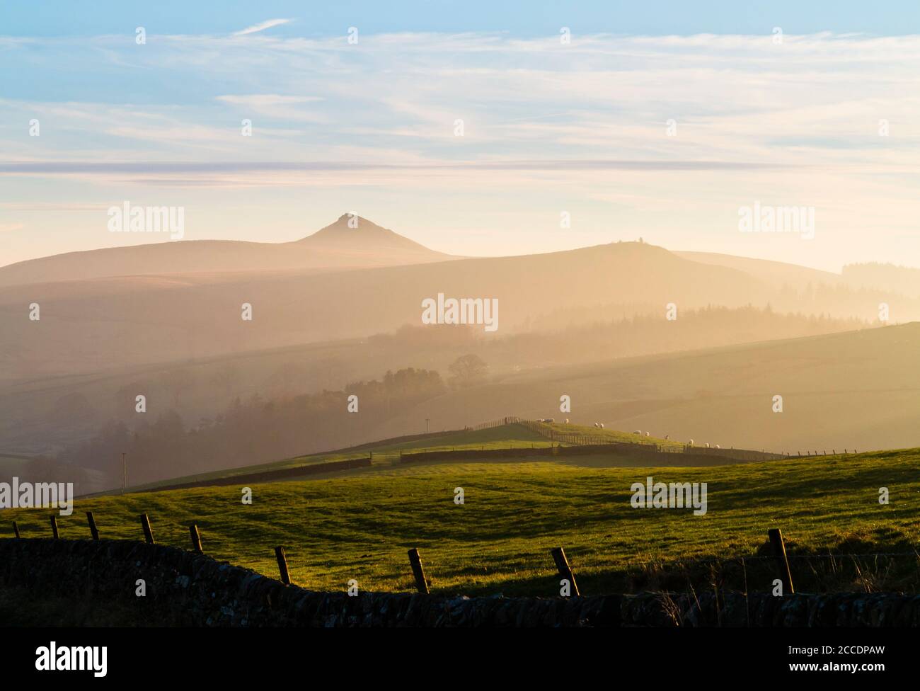 Paysage près de Wildboarclough dans la partie est du Cheshire Peak District avec sommet de Shutlingsloe dans la distance Angleterre ROYAUME-UNI Banque D'Images