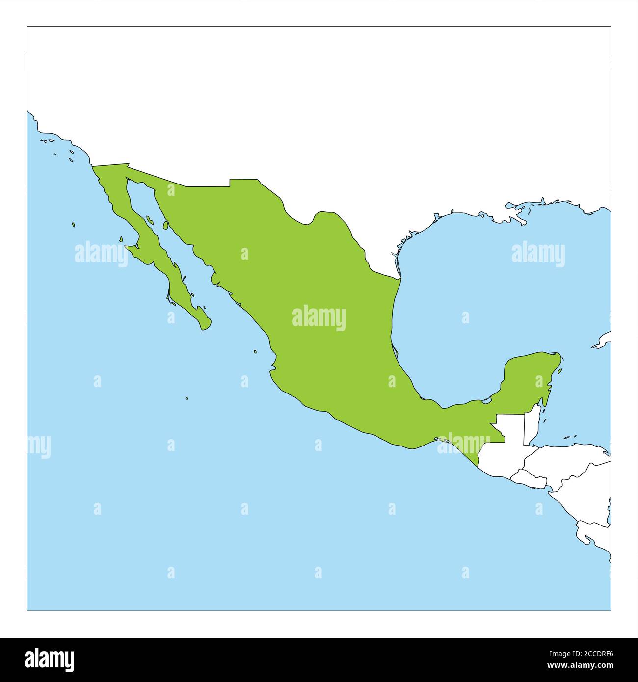 Carte du Mexique verte mise en évidence avec les pays voisins. Illustration de Vecteur