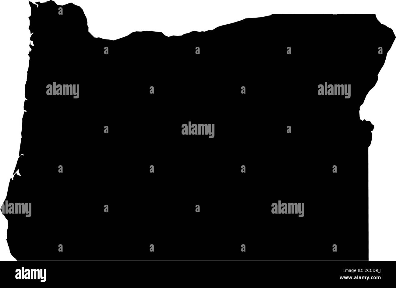 Oregon, État des États-Unis - carte silhouette noire unie de la région. Illustration simple à vecteur plat. Illustration de Vecteur