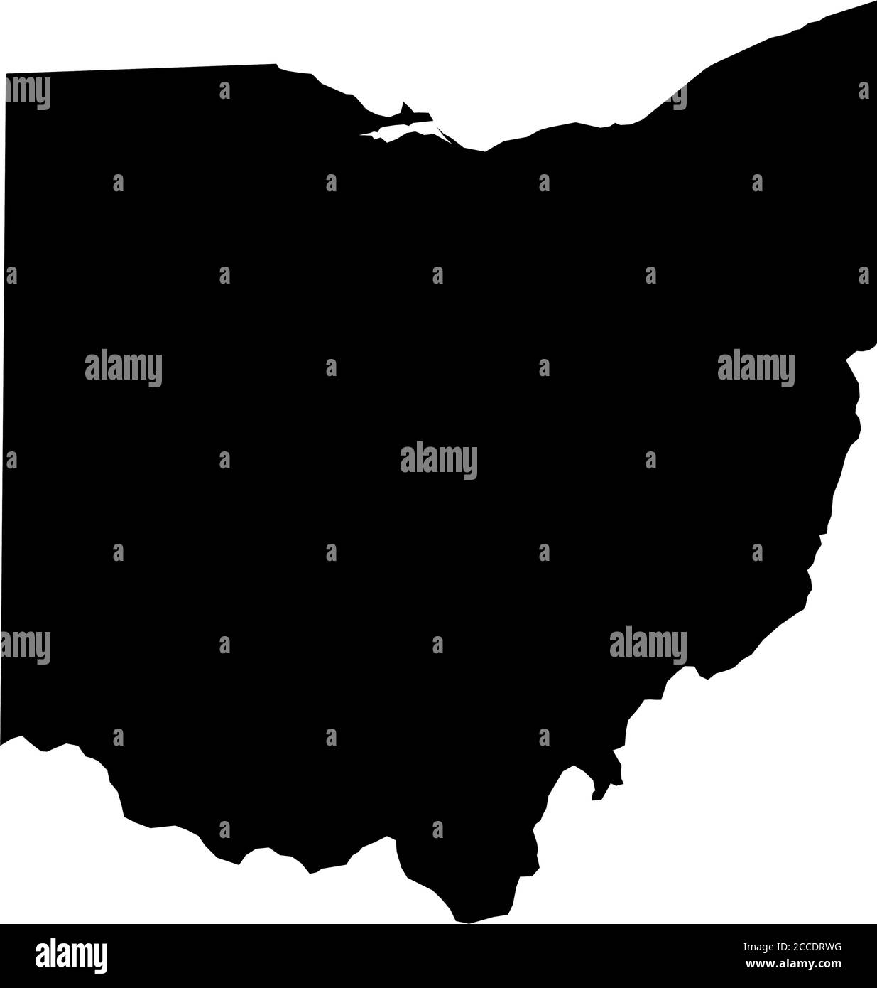 Ohio, État des États-Unis - carte de silhouette noire unie de la région du pays. Illustration simple à vecteur plat. Illustration de Vecteur
