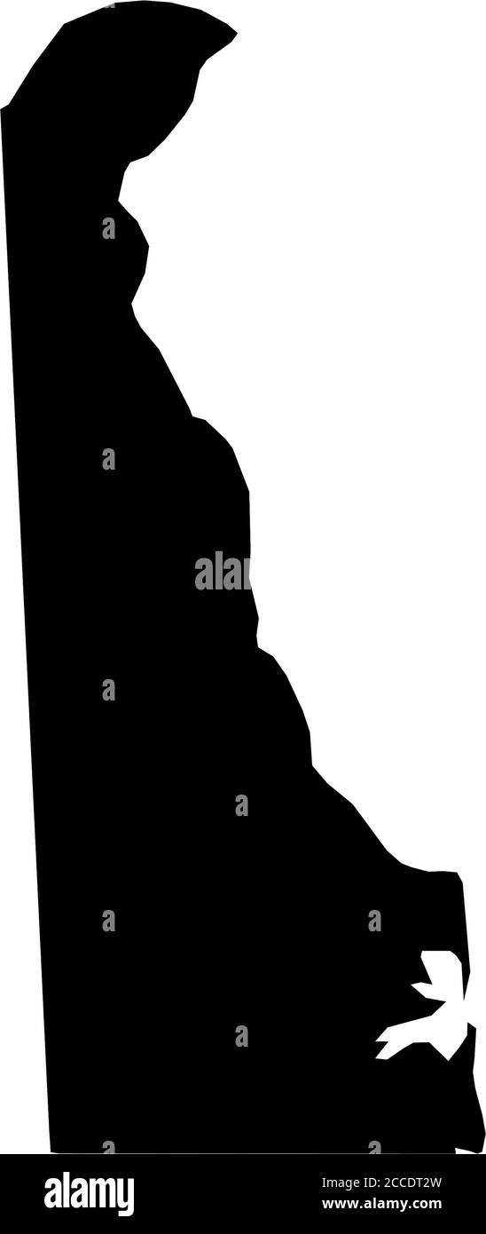 Delaware, État des États-Unis - carte silhouette noire unie de la région du pays. Illustration simple à vecteur plat. Illustration de Vecteur