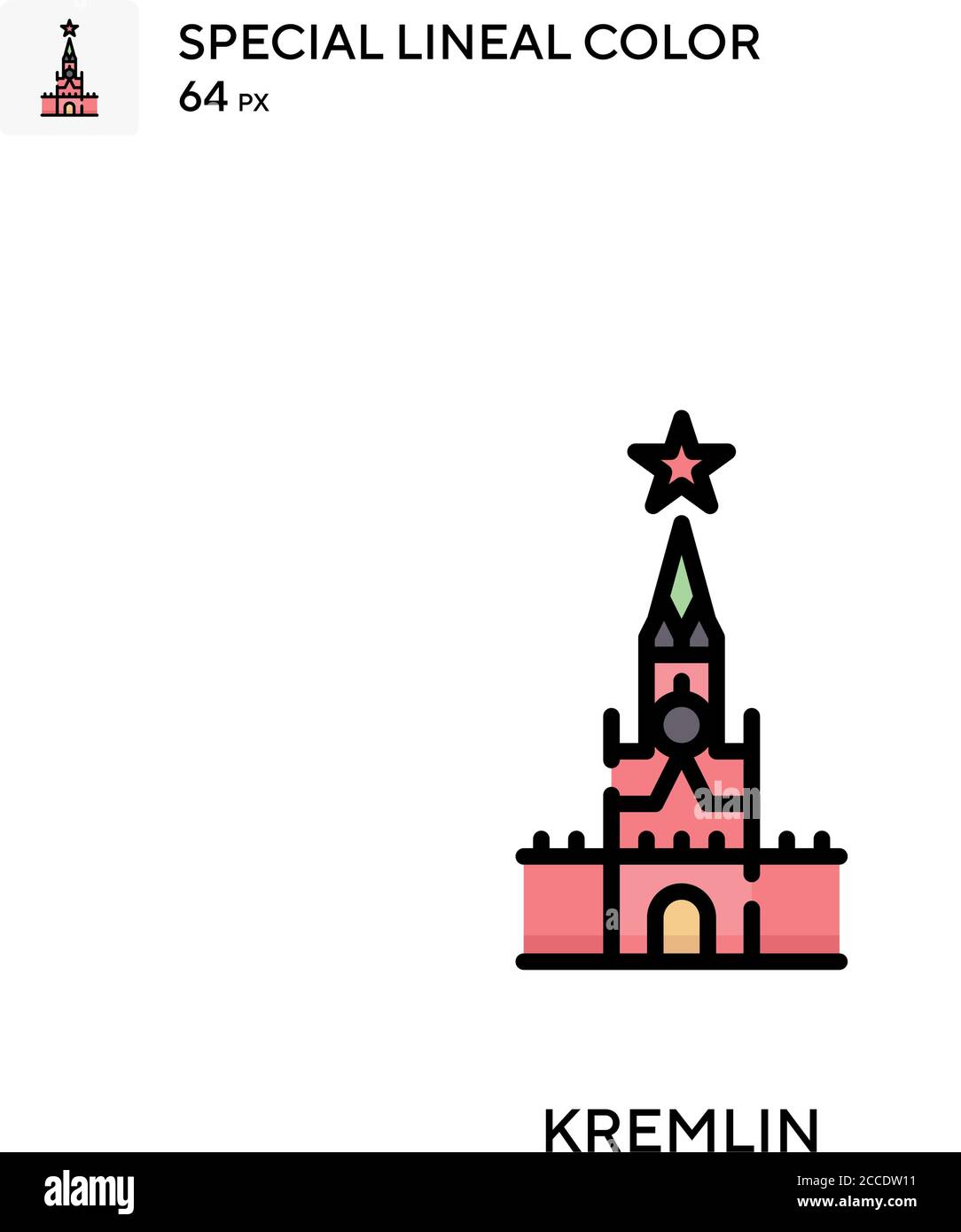 Icône de couleur de ligne spéciale Kremlin. Modèle de conception de symbole d'illustration pour élément d'interface utilisateur Web mobile. Pictogramme moderne de couleur parfaite sur contour modifiable. Illustration de Vecteur