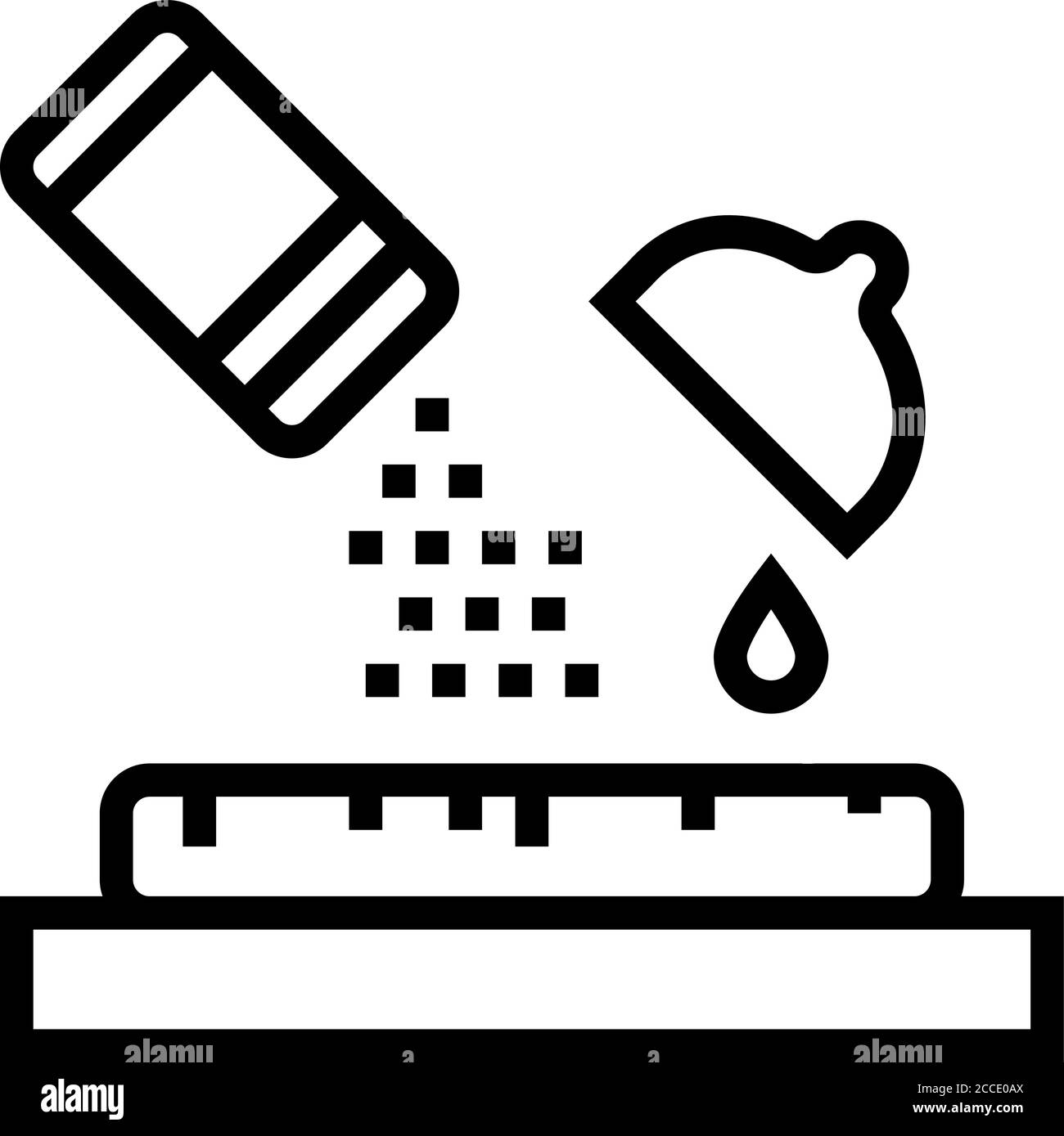 illustration vectorielle d'icône représentant des épices et du jus de citron sur la ligne de repas Illustration de Vecteur