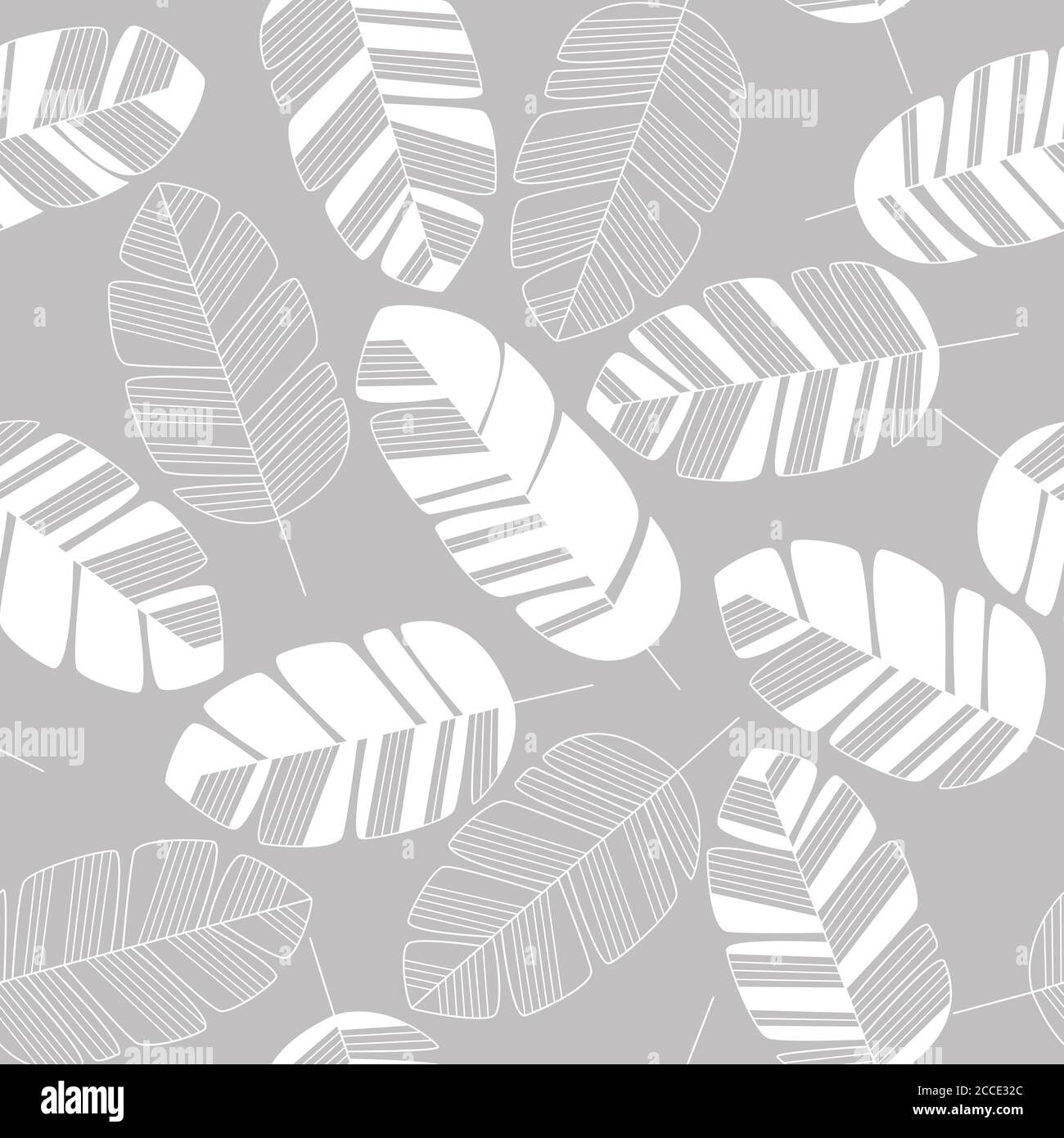 Motif sans couture avec feuilles blanches sur fond gris, illustration vectorielle Illustration de Vecteur