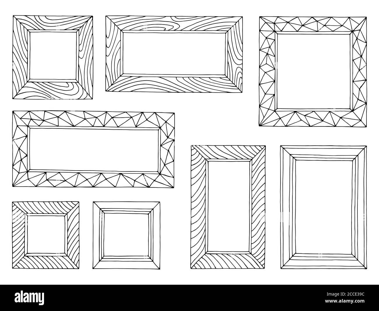Image cadre graphique noir blanc isolé ensemble d'esquisses vecteur d'illustration Illustration de Vecteur