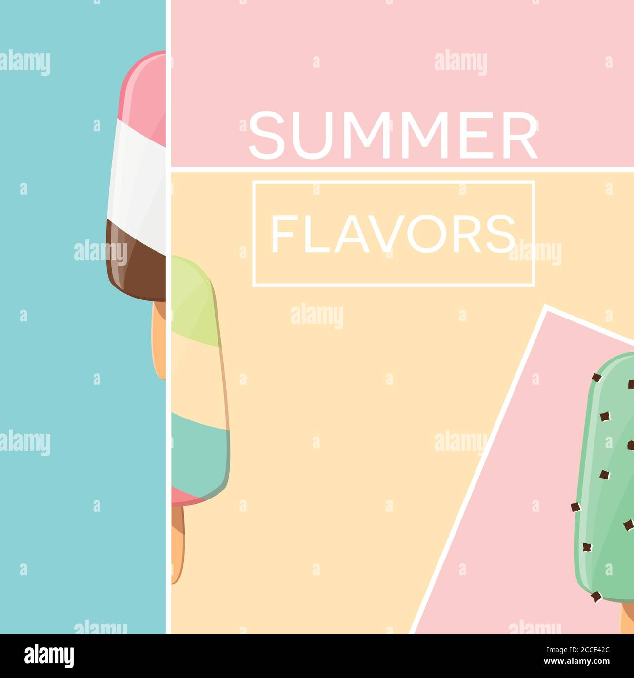 Affiche d'été typographique moderne avec crème glacée et éléments géométriques, illustration vectorielle Illustration de Vecteur
