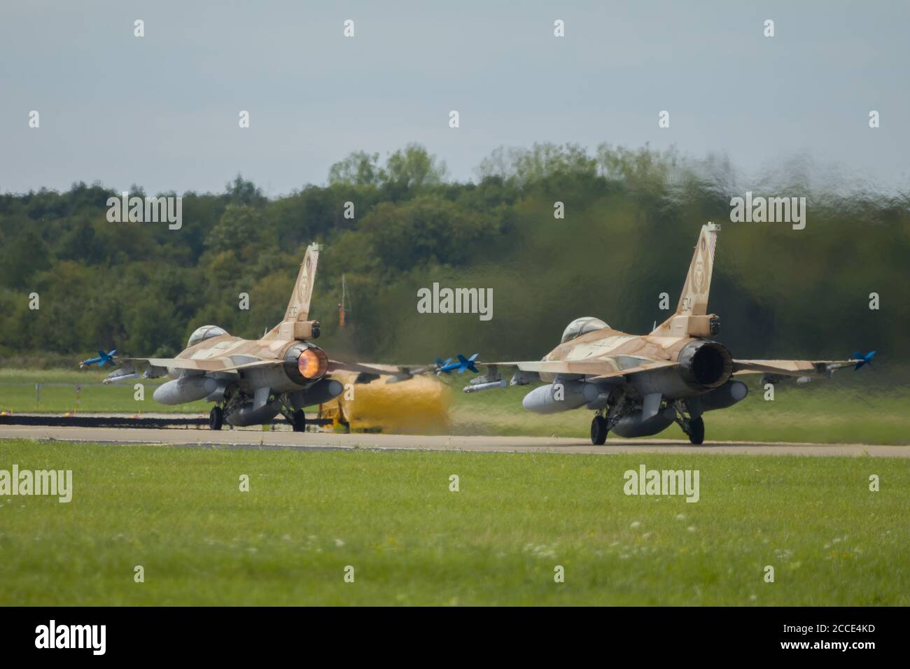Nörvenich Allemagne août 20 2020: L'armée de l'air israélienne F-16 Barak prend son départ de la base aérienne de Nörvenich. Banque D'Images