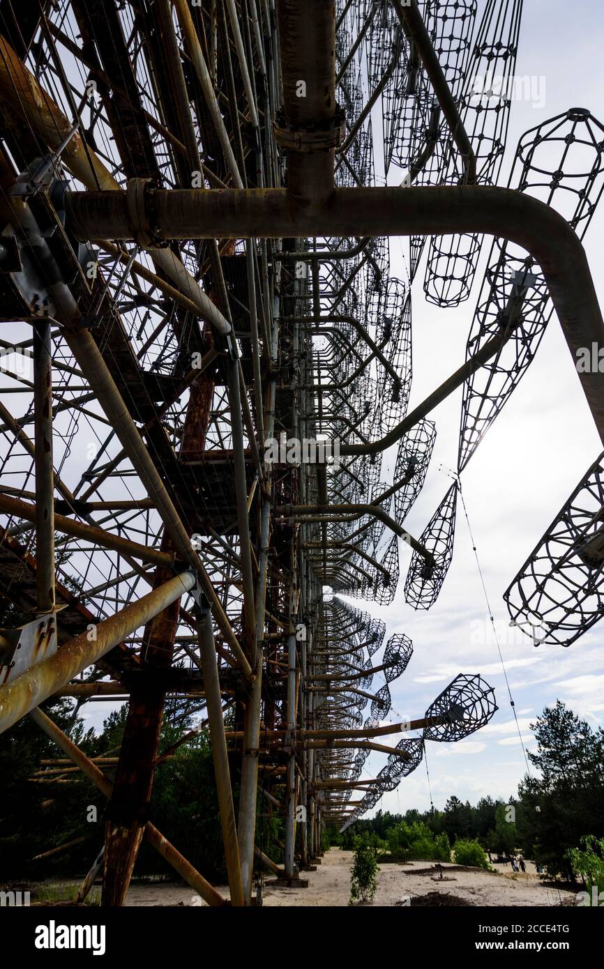 Tchernobyl (Tchernobyl), radar Duga, système de radar de dépassement de l'horizon soviétique (OTH) utilisé dans le cadre du réseau de radar d'alerte rapide de défense antimissiles soviétique, Banque D'Images