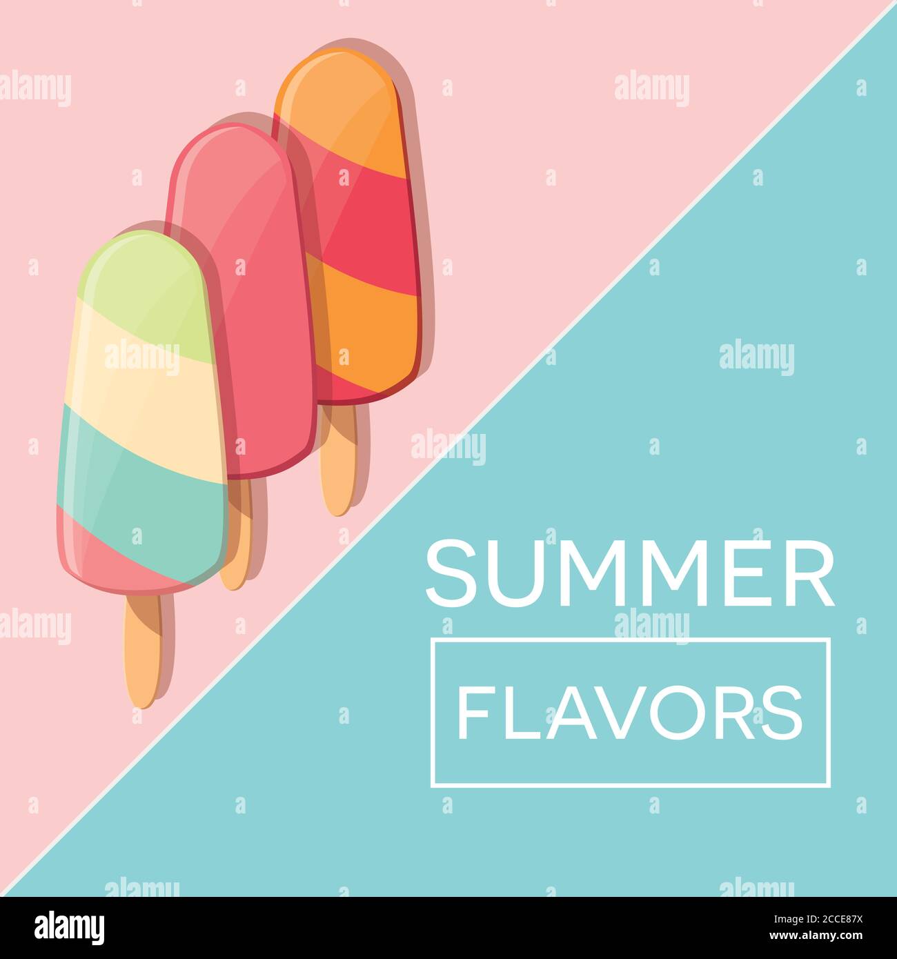Affiche d'été typographique moderne avec crème glacée et éléments géométriques, illustration vectorielle Illustration de Vecteur