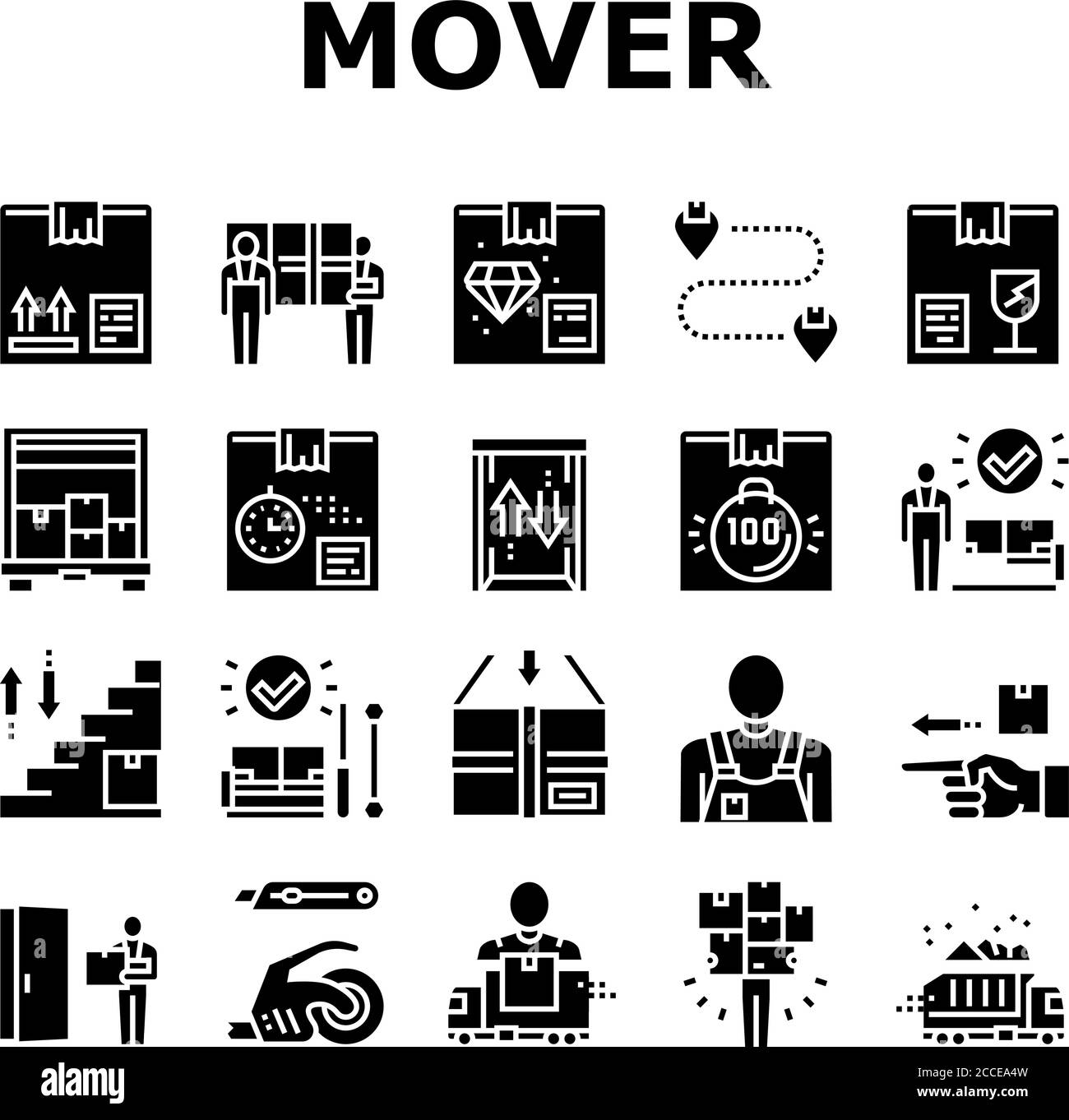 Les icônes de la collection de services de Mover Express définissent le vecteur Illustration de Vecteur