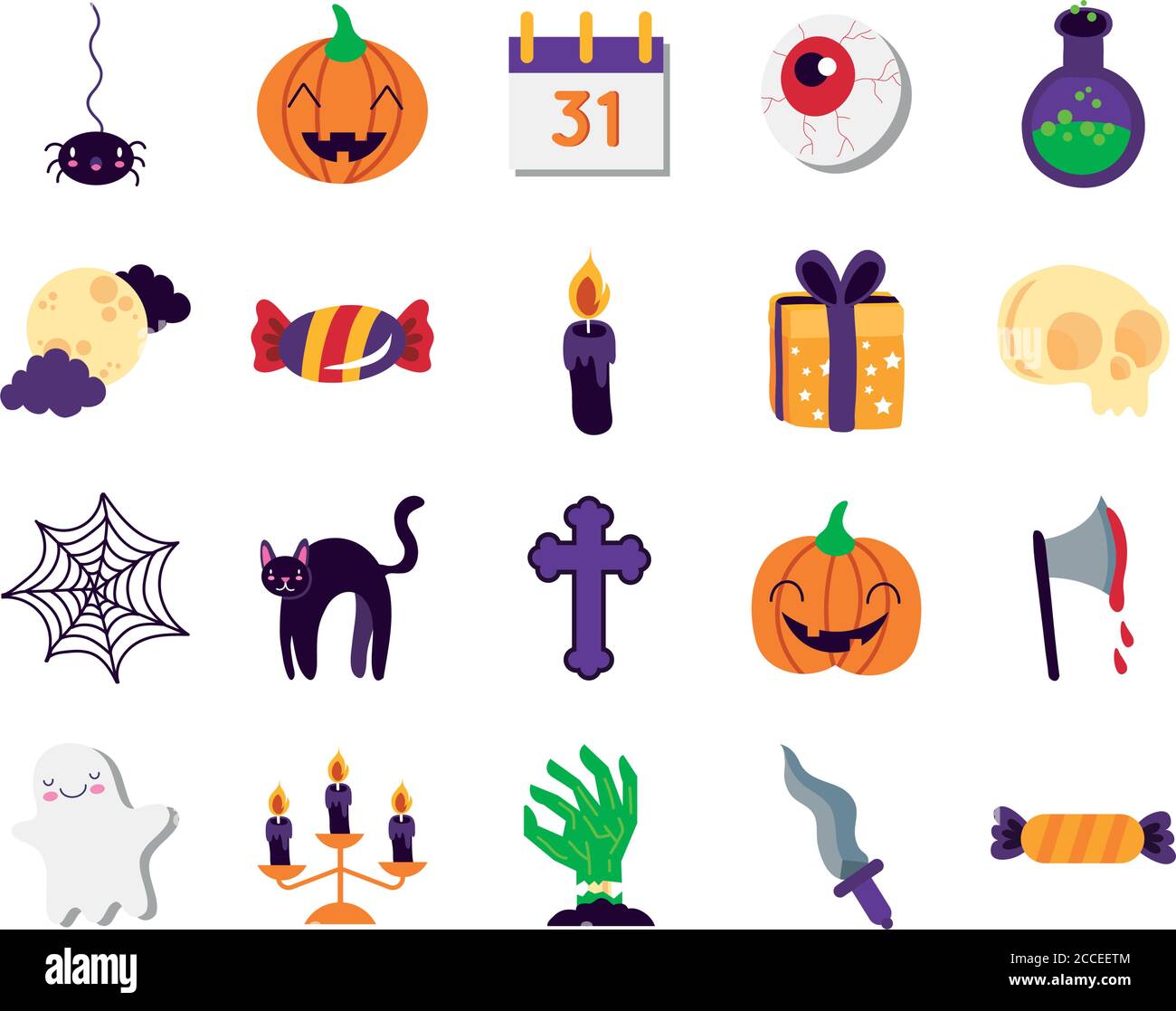 lot de vingt icônes de la collection ensemble halloween dessin d'illustration vectorielle Illustration de Vecteur