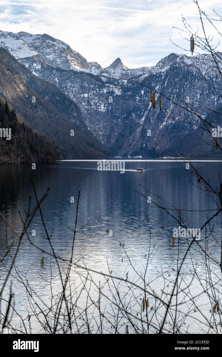Europe, Allemagne, Bavière, Berchtesgadener Land, Schoenau am Koenigssee, Koenigssee, vue de l'Archenkanzel au Koenigssee Banque D'Images