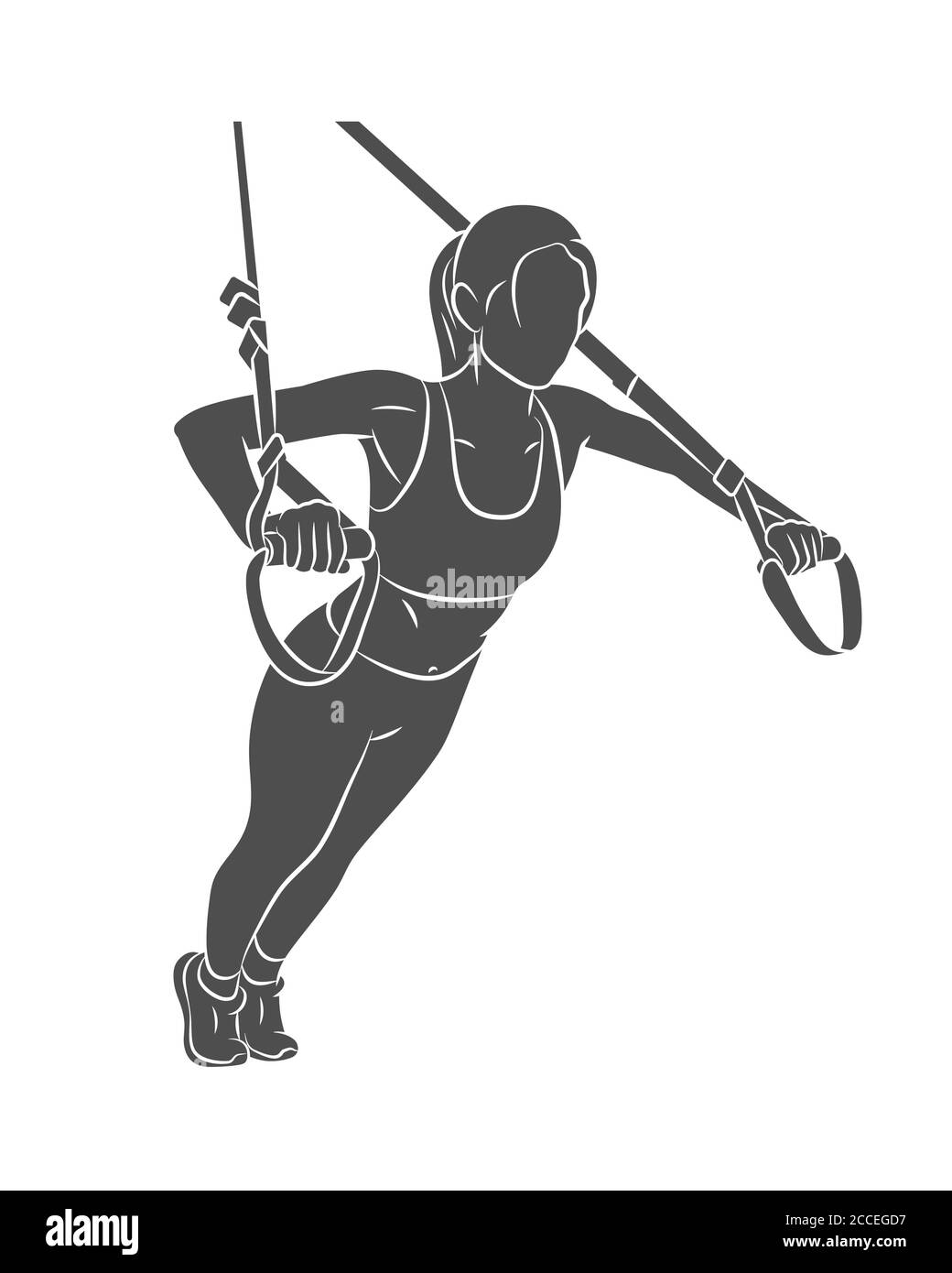 Jeune femme sportive faisant des push-ups à l'aide de trx de forme physique Illustration de Vecteur