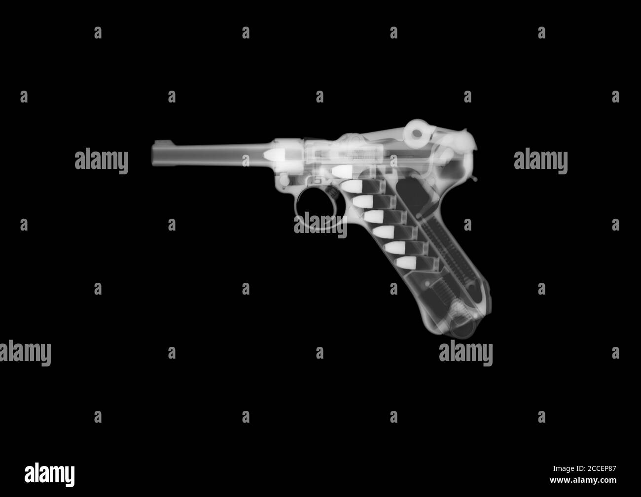 Pistolet à main Luger, rayons X. Banque D'Images