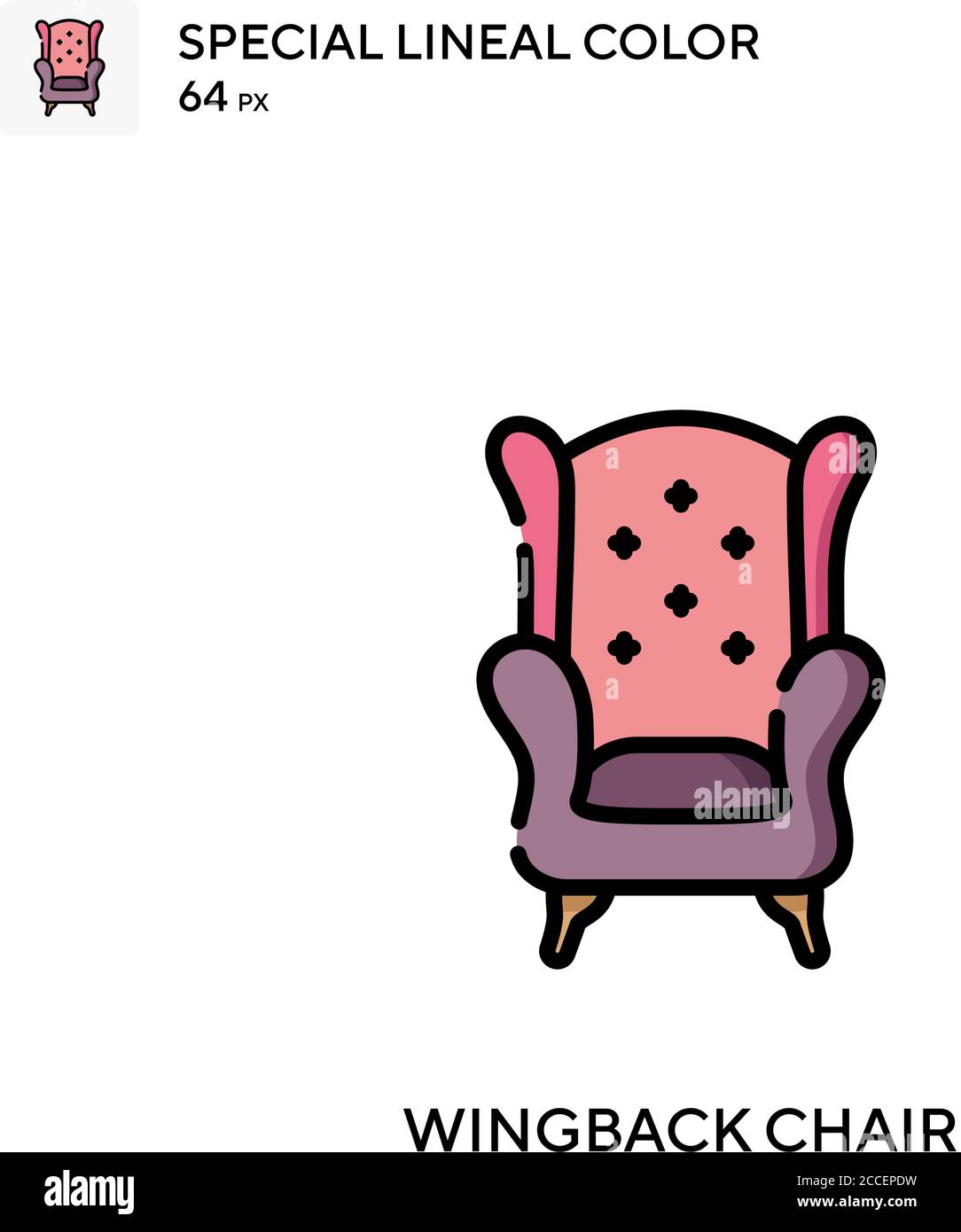 Fauteuil à wingback icône de couleur spéciale de lineal. Modèle de conception de symbole d'illustration pour élément d'interface utilisateur Web mobile. Illustration de Vecteur