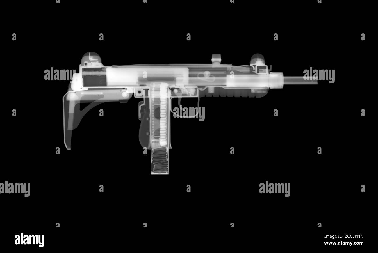 Pistolet UZI, rayons X. Banque D'Images
