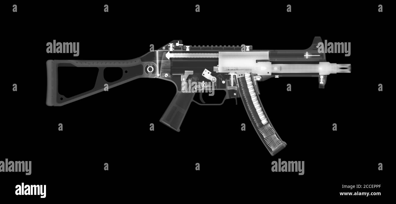 Pistolet de sous-machine UMP45, rayons X. Banque D'Images