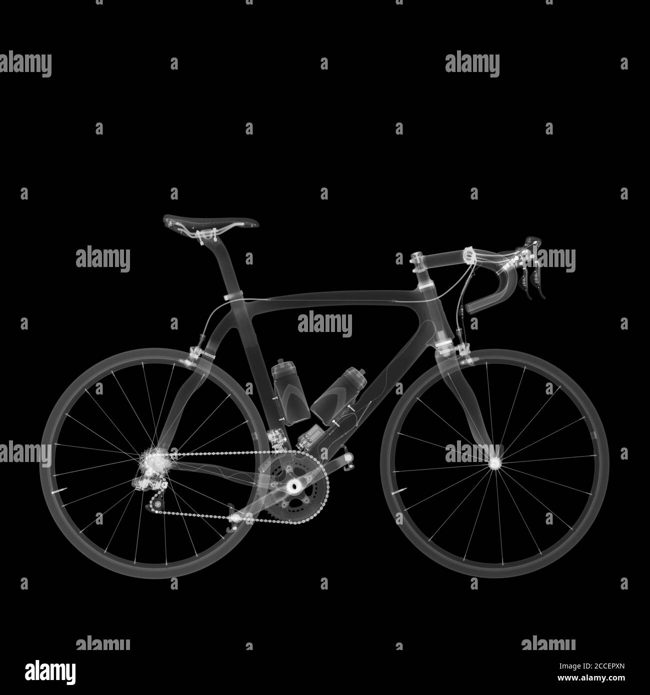 Vélo de course sur route en fibre de carbone, rayons X. Banque D'Images