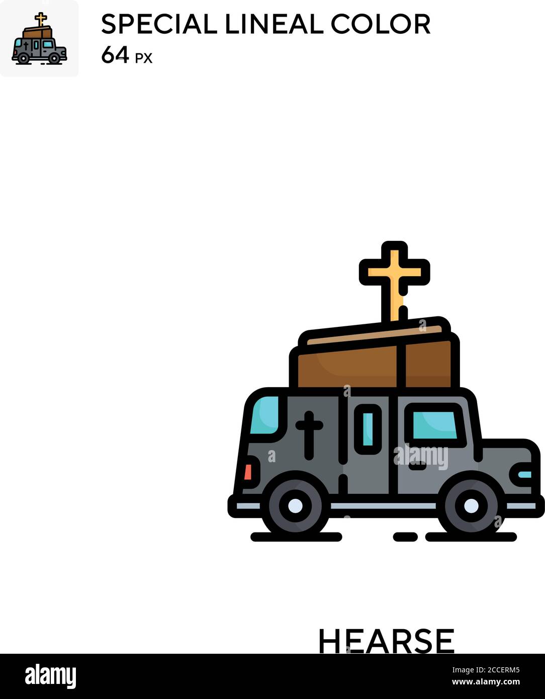Hearse icône spéciale de couleur de ligne. Modèle de conception de symbole d'illustration pour élément d'interface utilisateur Web mobile. Illustration de Vecteur