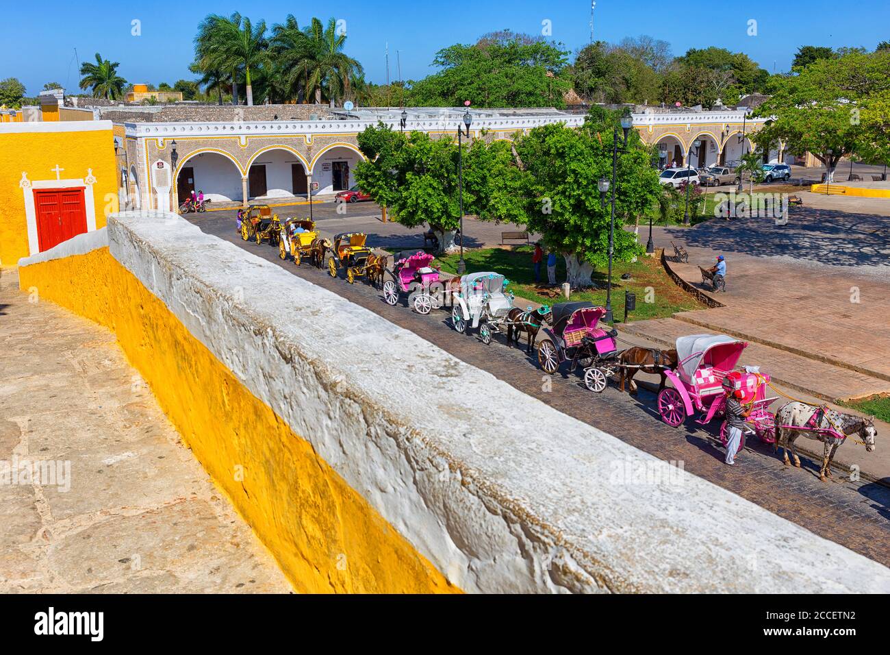 Transport touristique dans la ville coloniale d'izamal au sud du Mexique au Yucatan Banque D'Images
