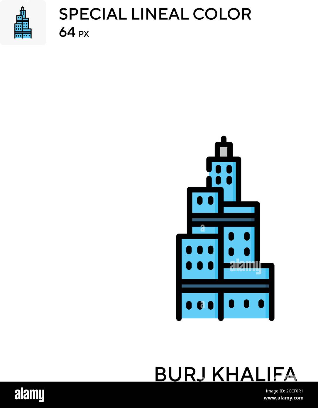 Burj khalifa icône de couleur spéciale de lineal. Modèle de conception de symbole d'illustration pour élément d'interface utilisateur Web mobile. Illustration de Vecteur