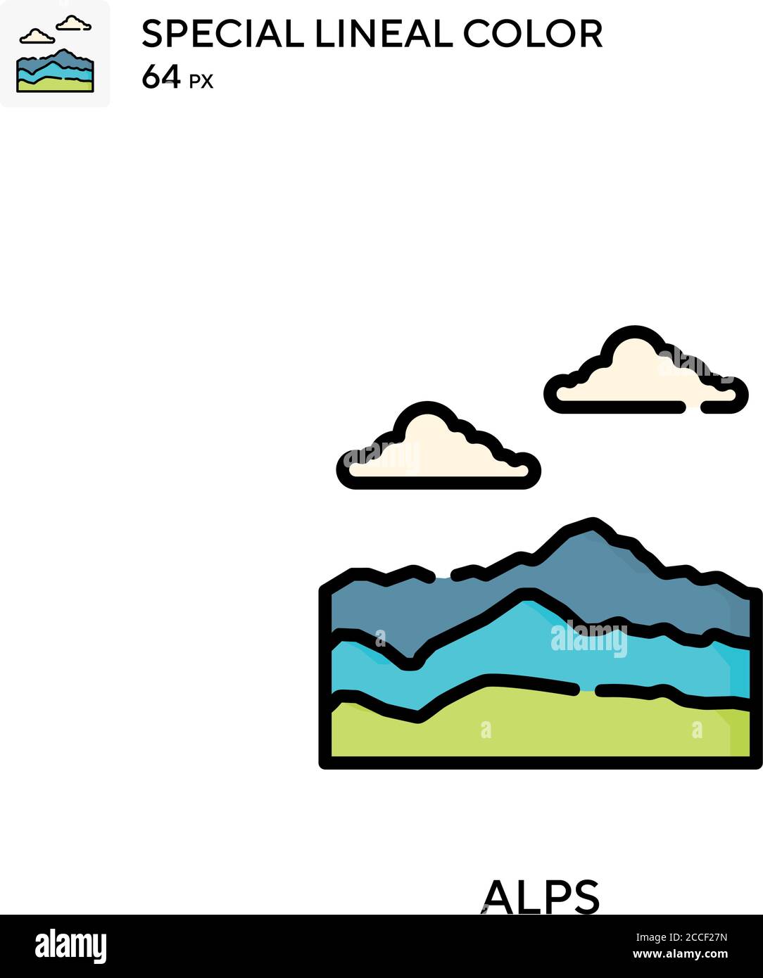 Alps icône de couleur spéciale. Modèle de conception de symbole d'illustration pour élément d'interface utilisateur Web mobile. Illustration de Vecteur