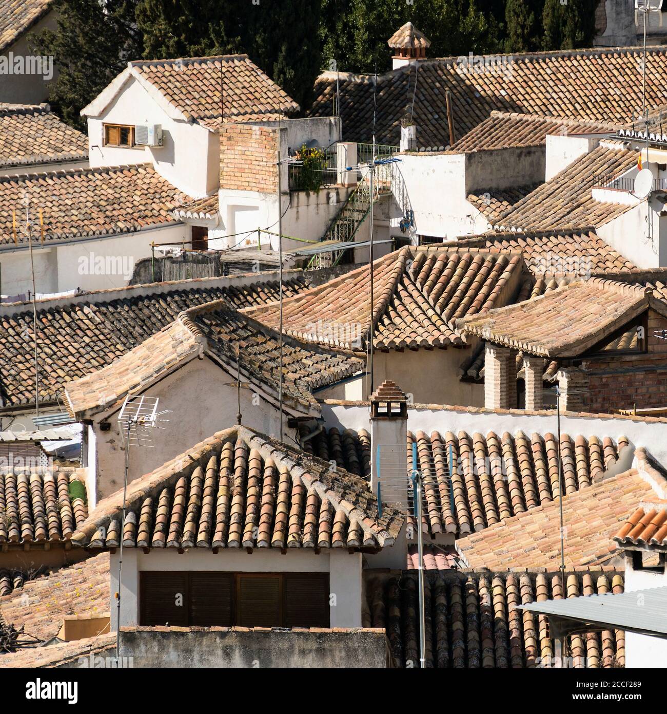Espagne, Grenade, quartier Albaicin, toits de tuiles, typique du quartier Banque D'Images