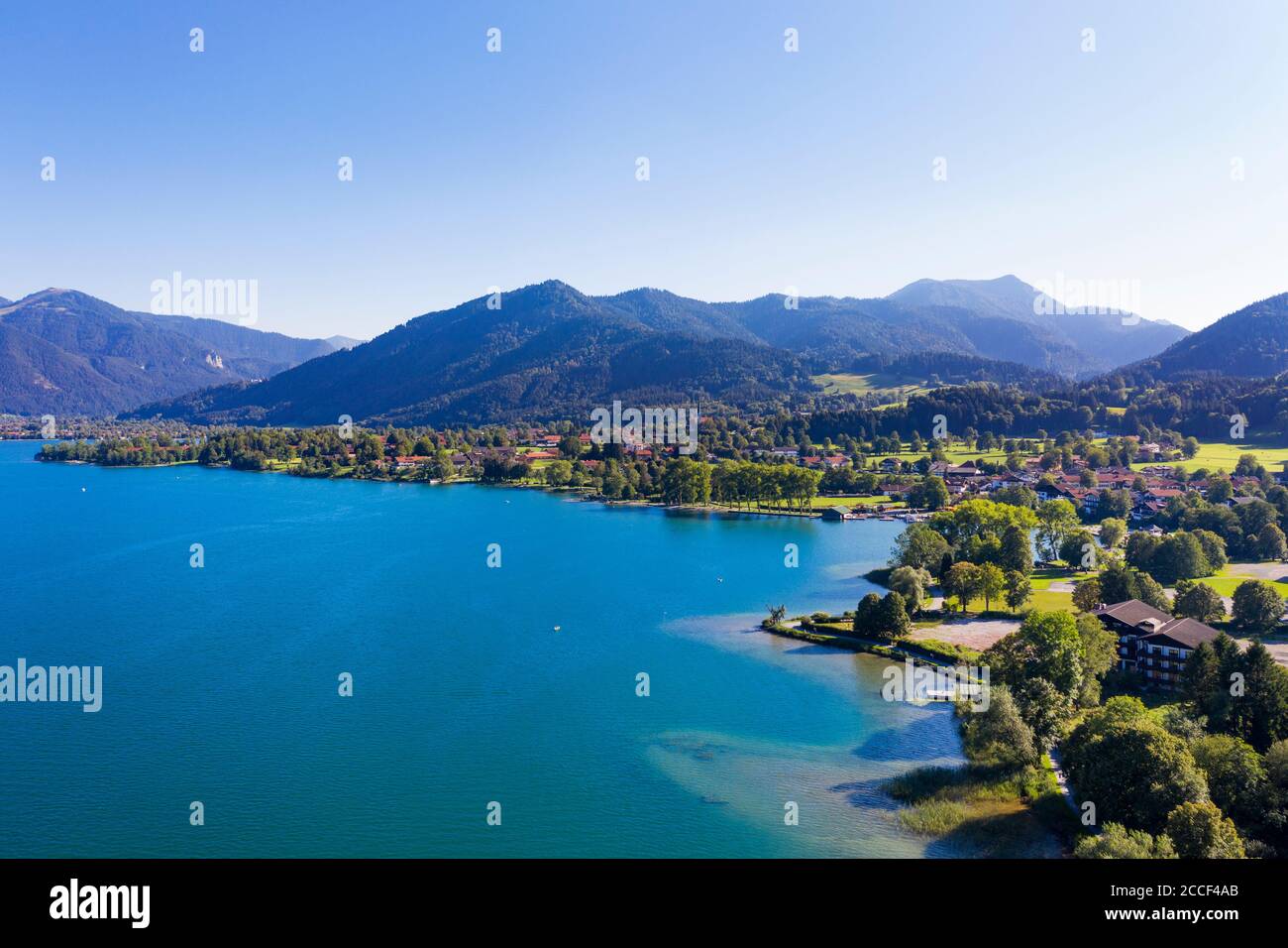 Promenade du lac à Bad Wiessee, Tegernsee, vue aérienne, haute-Bavière, Bavière, Allemagne Banque D'Images