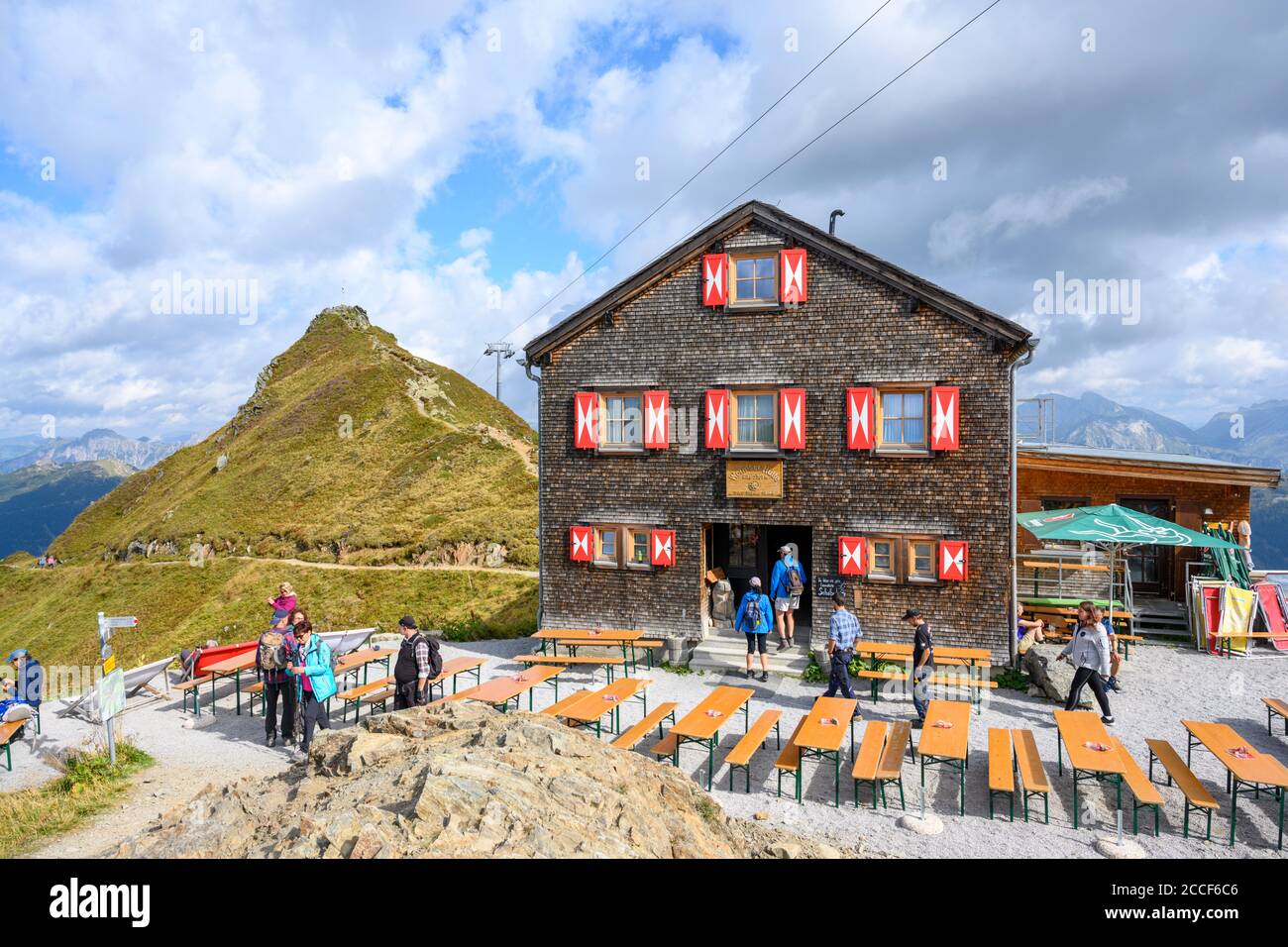 Autriche, Montafon, Schruns, Hochjoch, la cabane Wormser du club alpin allemand (DAV). Banque D'Images